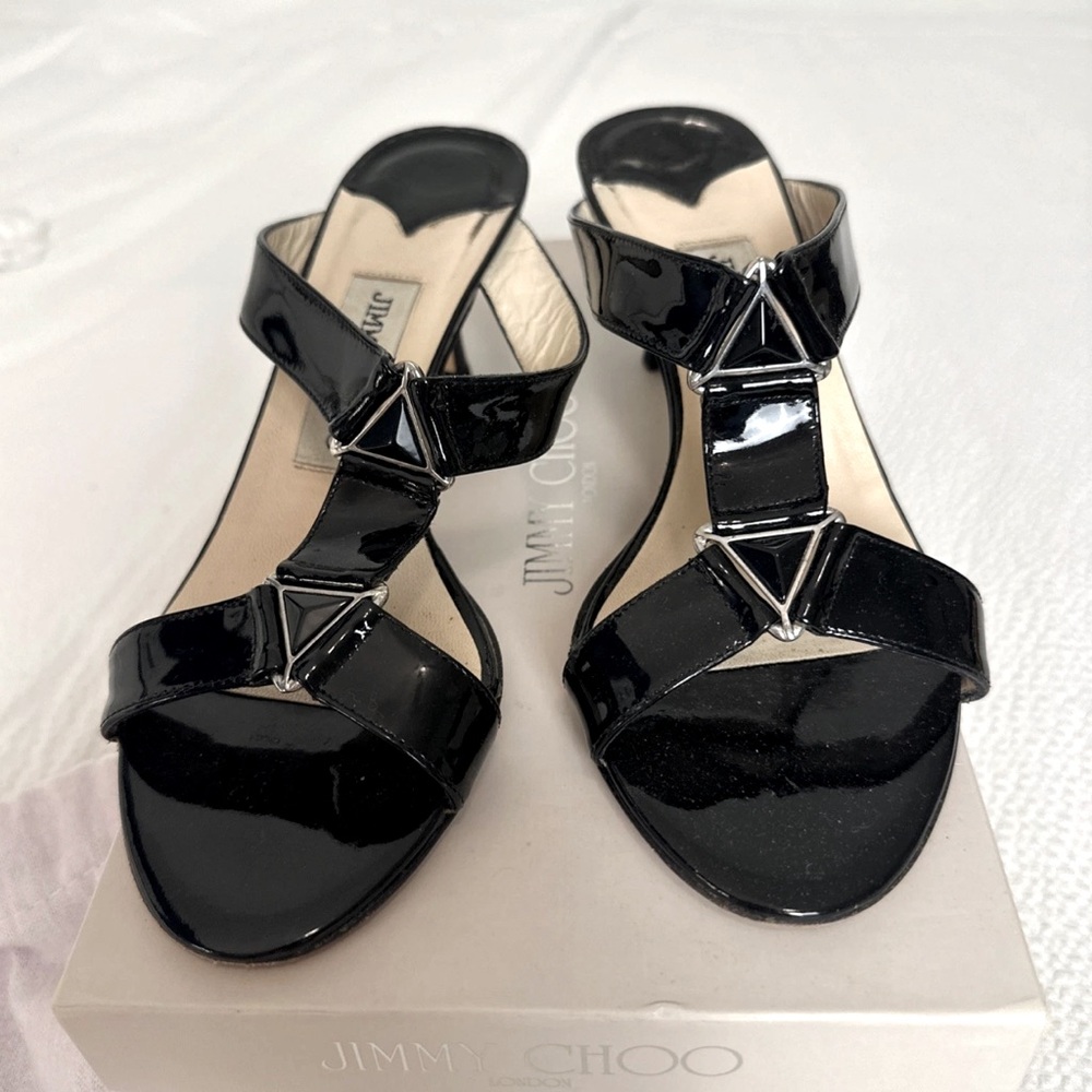 Jimmy Choo Black Patent Leather Women's‎ Sandals Sz 5.5